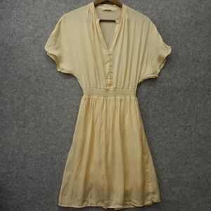 Parisian Soft Girl Dress Womens S Cream Romantic Flowy Split Neck Drape SESSUN